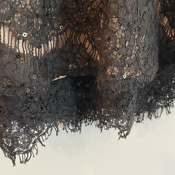 Womens Dress Mini Small Black Lace Lined‎ Tiered Fairy Goth Club Pinup Couture S - Picture 3 of 14